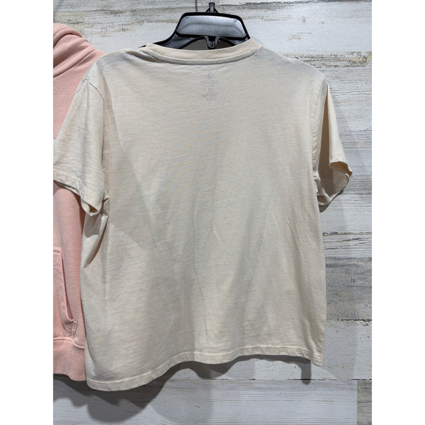 Roxy Volcom Hoodie T-Shirt Girls 7/8 Pink Cream Surf Skate Coastal EUC3