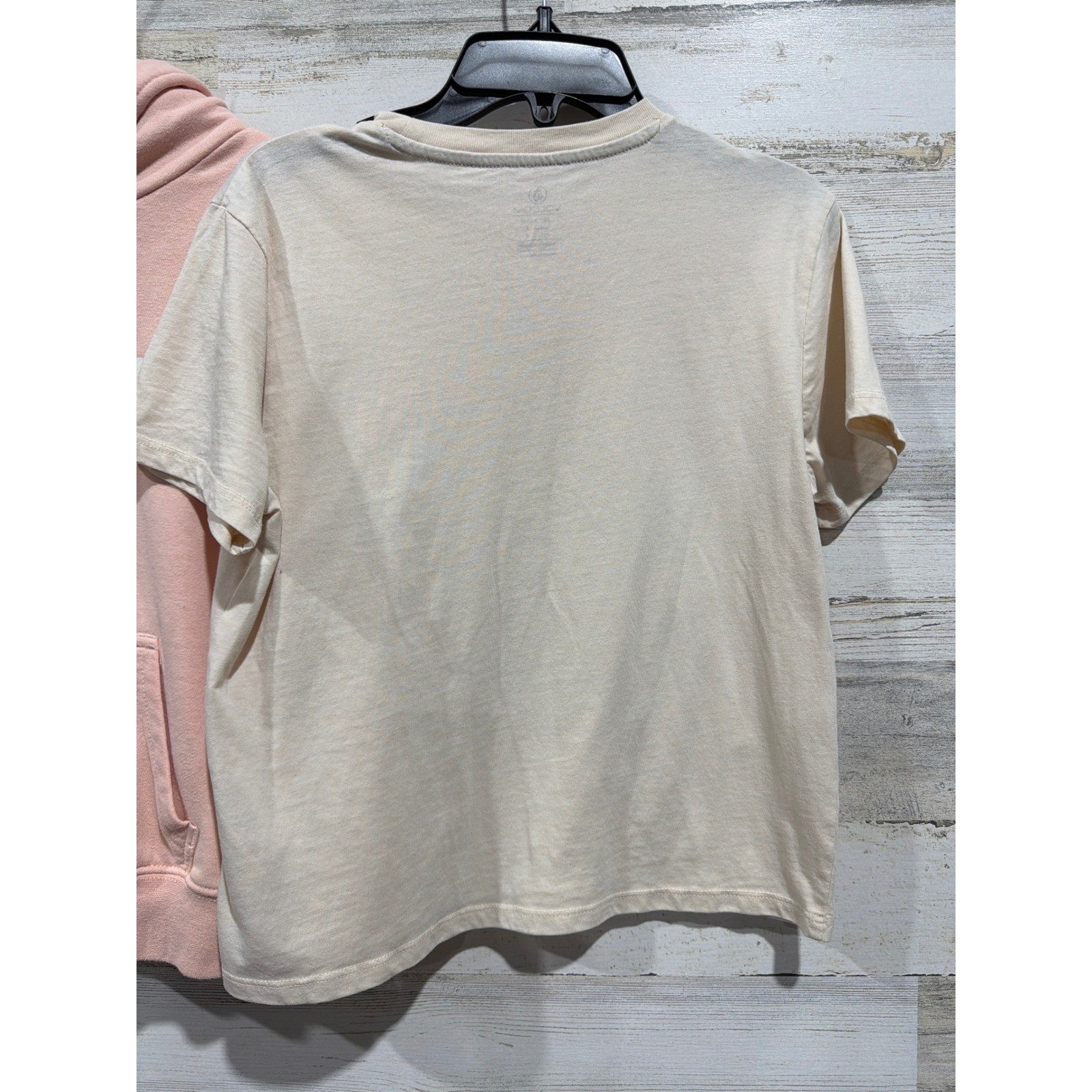 Roxy Volcom Hoodie T-Shirt Girls 7/8 Pink Cream Surf Skate Coastal EUC3