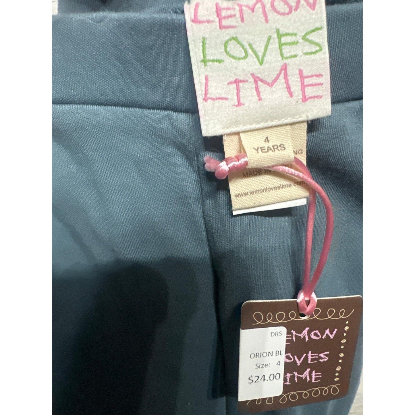 Lemon Loves Lime Basic Leggings Girls Size 4 Orion Blue Solid Cotton NWT2