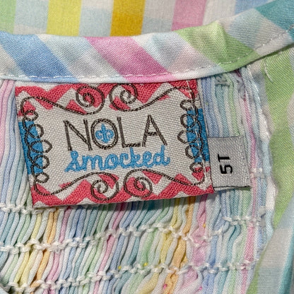 Nola Smocked Handmade Bishop Dress Girls 5T Pastel Gingham Plaid Southern8
