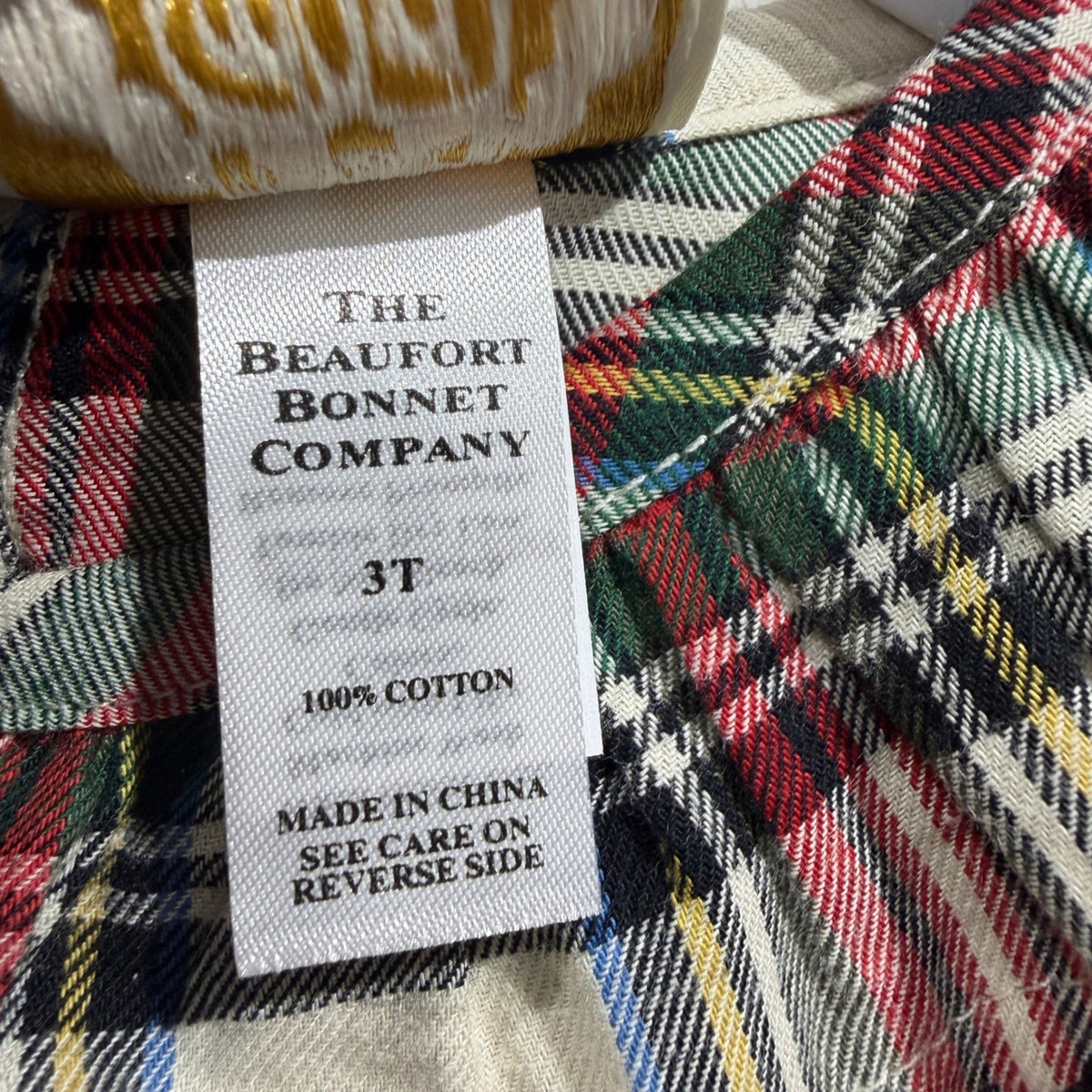 The Beaufort Bonnet Company Ruffle Top Girls 3T Plaid Cotton Classic EUC3