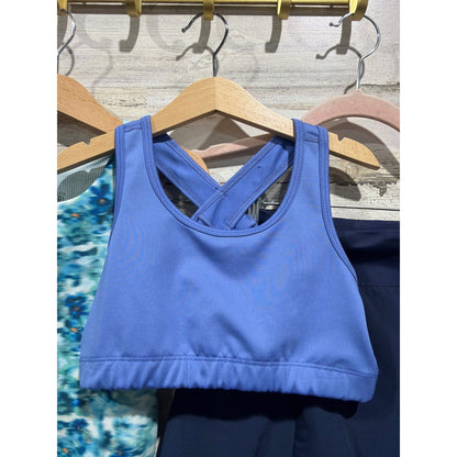 Athleta All In Motion Activewear Lot Girls M 8-10 Blue Floral Skort Top EUC1