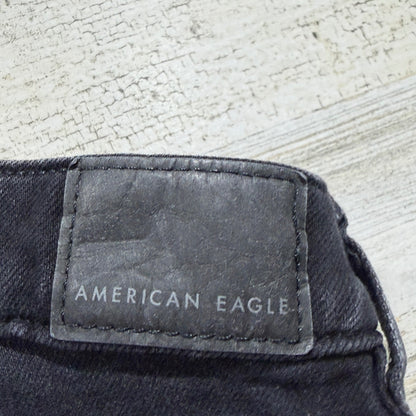 American Eagle Strigid Mom Jean Women 2 Short Black Cotton Distressed EUC4
