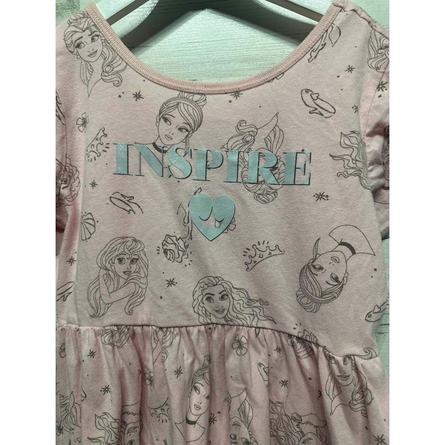 Disney Princess Graphic Dress Girls 7/8 Pink Inspire Sketch EUC1