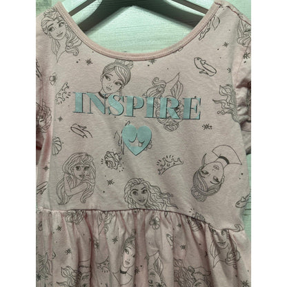 Disney Princess Graphic Dress Girls 7/8 Pink Inspire Sketch EUC1