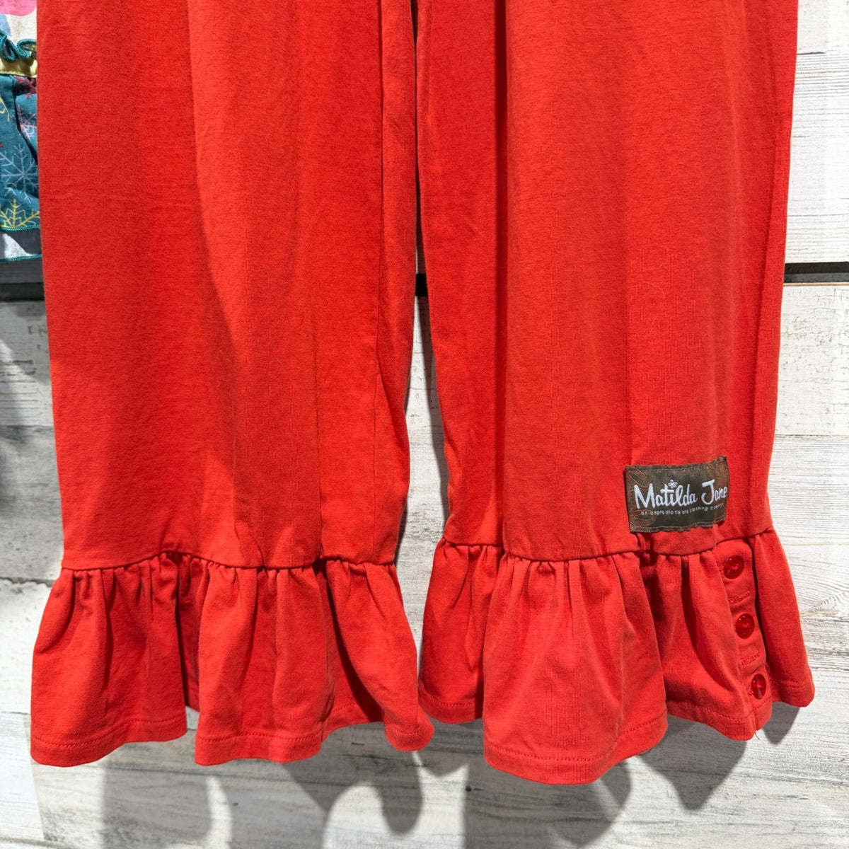 Matilda Jane Tunic Pants Set Girls 16Y Red Christmas Tree Ruffle Holiday EUC4