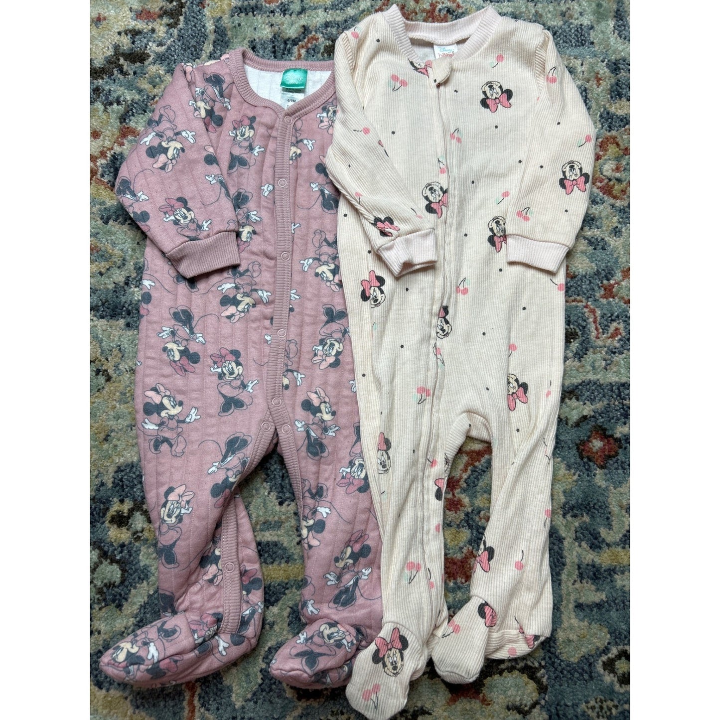 Disney Footed Sleeper Bundle Girls 6-9M Pink Cream Minnie Mouse0