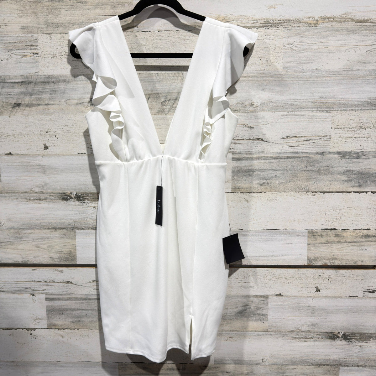 Lulus Mini Dress Women XL White Ruffle V Neck Cocktail Party Bridal NWT *Flawed0