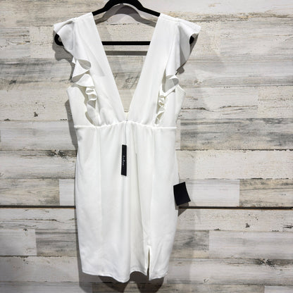 Lulus Mini Dress Women XL White Ruffle V Neck Cocktail Party Bridal NWT *Flawed0