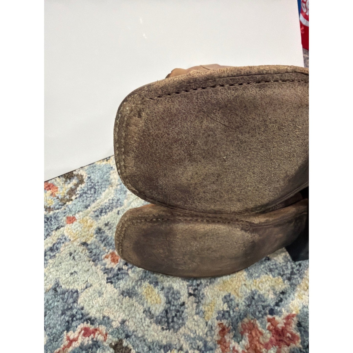 Old West Cowboy Boots Boys Size 13 D Brown Leather Western Square Toe GUC5