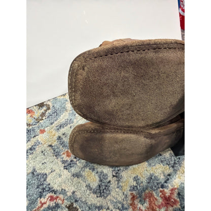 Old West Cowboy Boots Boys Size 13 D Brown Leather Western Square Toe GUC5