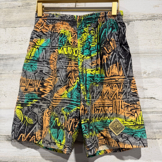 Ocean Pacific Vintage 90s Shorts Boys XL Multi Neon Abstract Tribal Surfcore0
