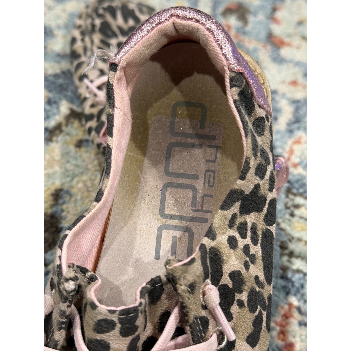 Hey Dude Wendy Shoes Girls Y3 Leopard Pink Animal Print Casual Boho4