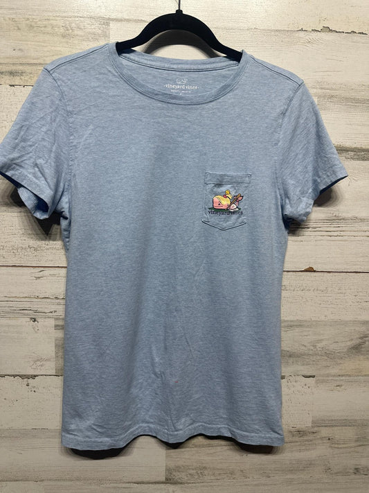 Vineyard Vines Tee Women S Light Blue Softball Whale Pocket Graphic GUC*Flawed0