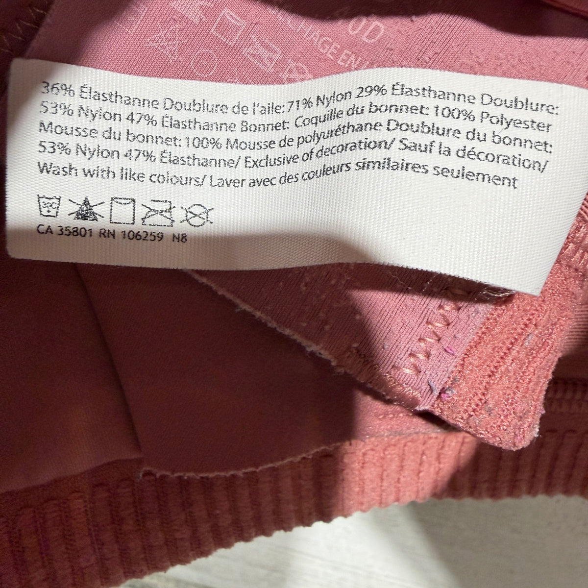 Lululemon AirSupport Sports Bra Women 40D Brier Rose Nylon High Impact Flawed*5