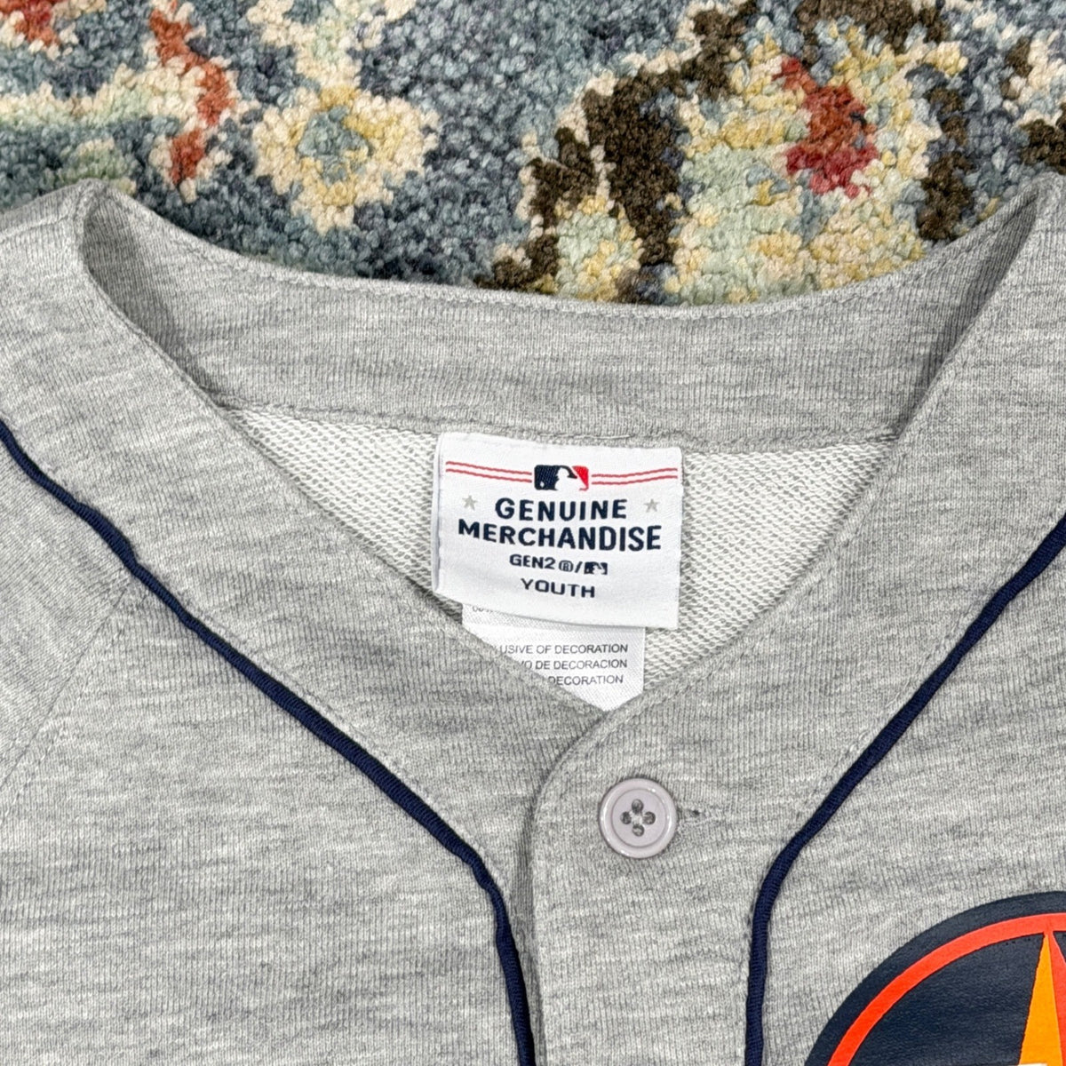 MLB Houston Astros Jersey Boys Youth Small 8 Gray Button Front Baseball EUC2