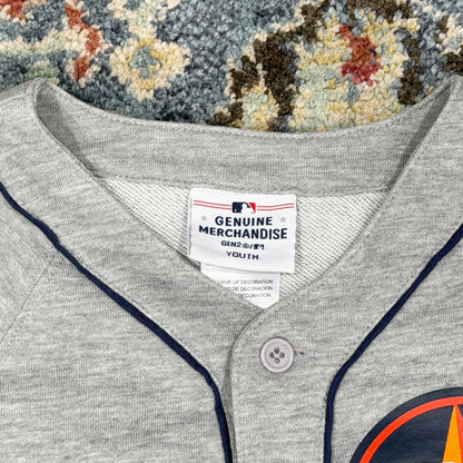MLB Houston Astros Jersey Boys Youth Small 8 Gray Button Front Baseball EUC2
