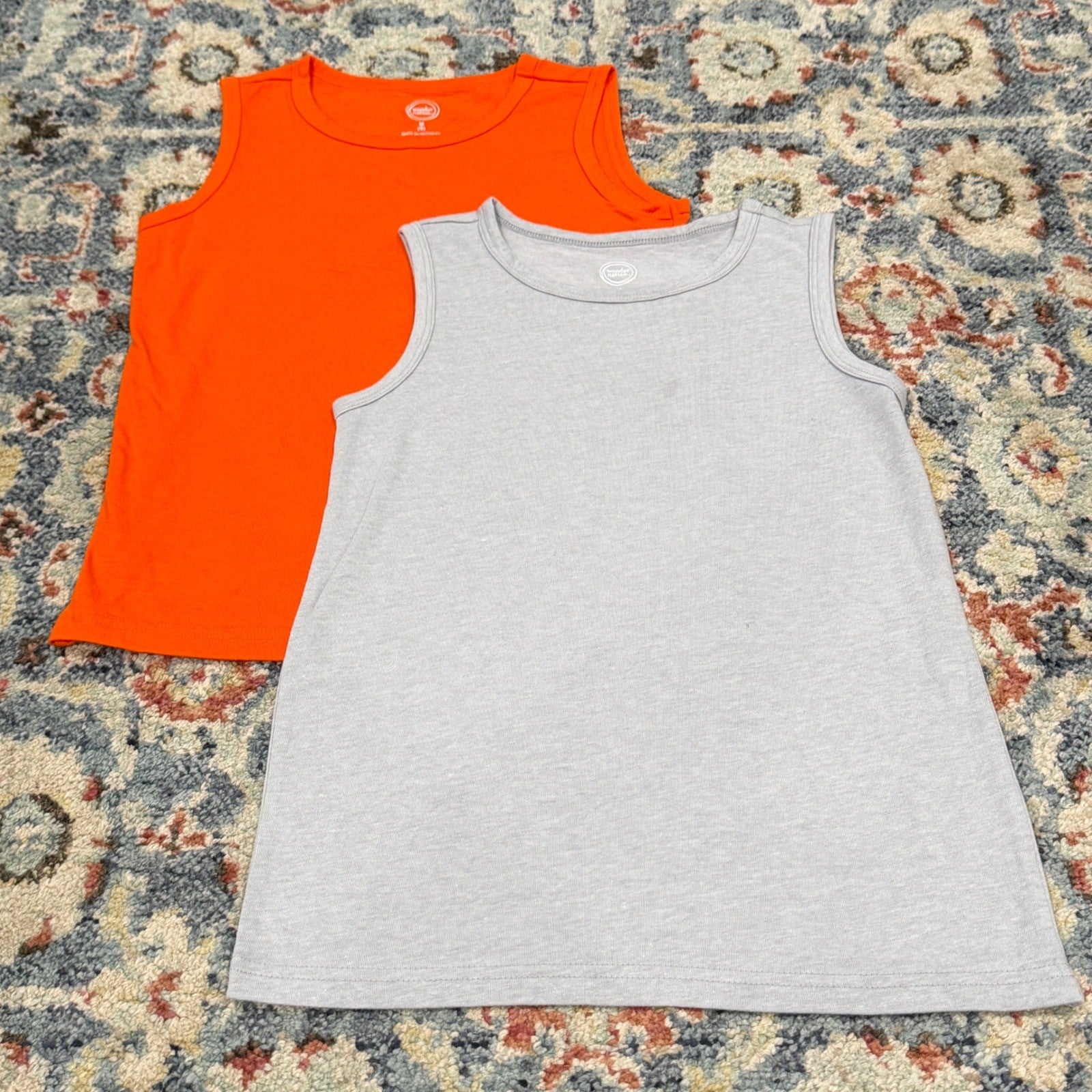 Tank Tops Boys Size 8 Orange Grey Sleeveless Basics EUC0