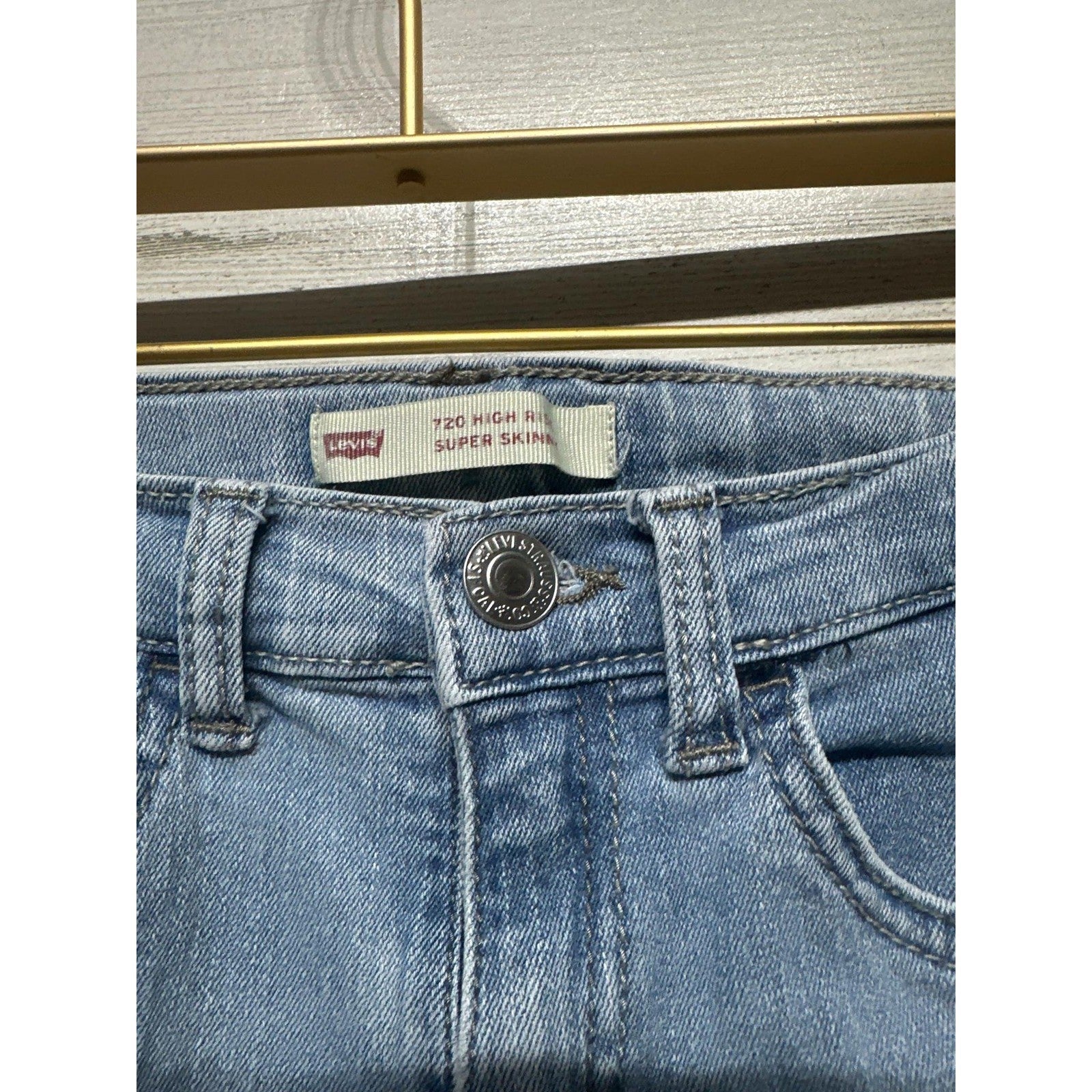 Levi's 720 High Rise Super Skinny Jeans Girls 12 Light Blue Denim EUC1