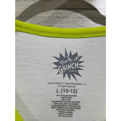 The Grinch Raglan Shirt Girls Large 10/12 Green Christmas Holiday Graphic EUC2