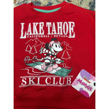 Disney Minnie Mouse Sweatshirt Girls 18M Red Lake Tahoe Ski Club NWT1