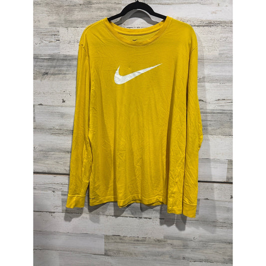 Nike Long Sleeve Shirt Men XL Yellow Dri-FIT Swoosh Logo Sportswear0