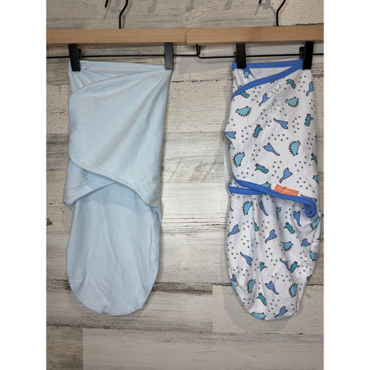 SwaddleMe Amelia Phoebe Swaddle Bundle Boys S/M Blue Dino Print Cotton EUC0
