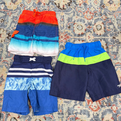 Speedo Cat & Jack Boys XS 4/5 Blue Orange Striped Swim Trunks Bundle1