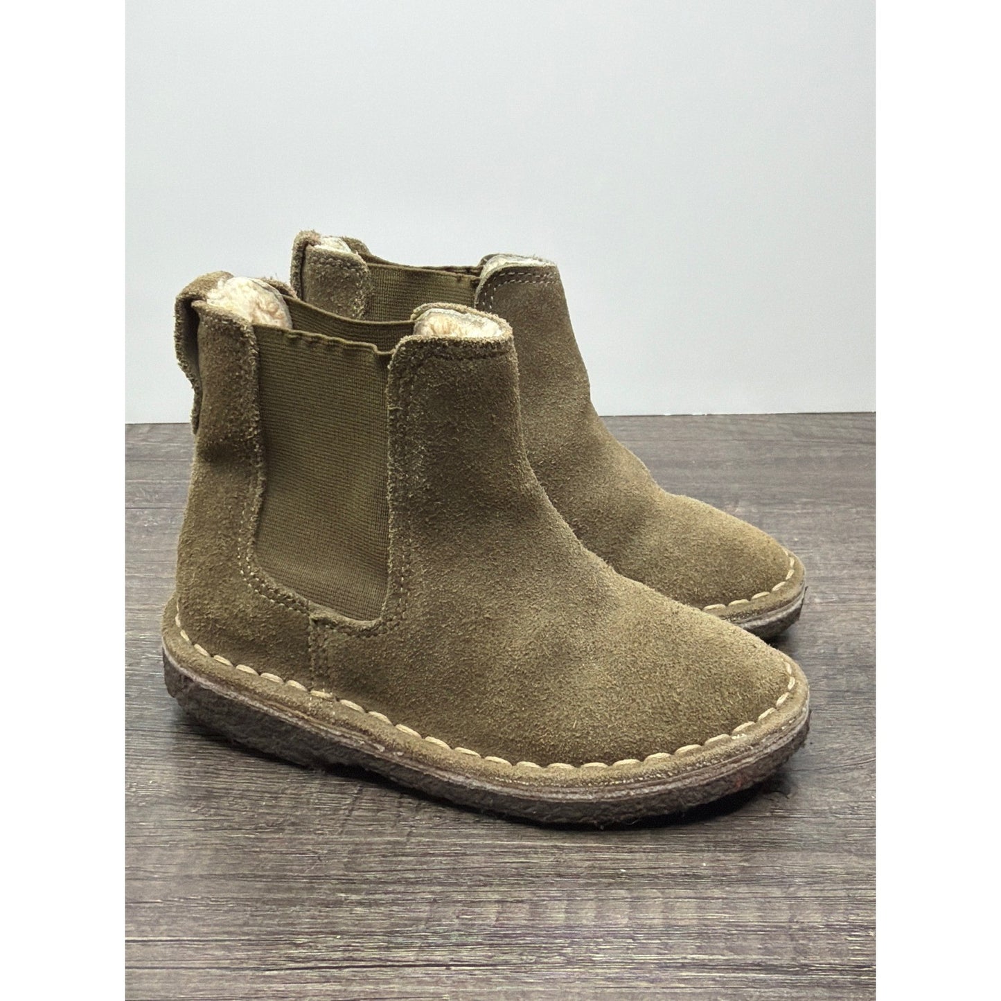 Crewcuts Boots Boys 9 Toddler Brown Suede Shearling Lined Earthy GUC0