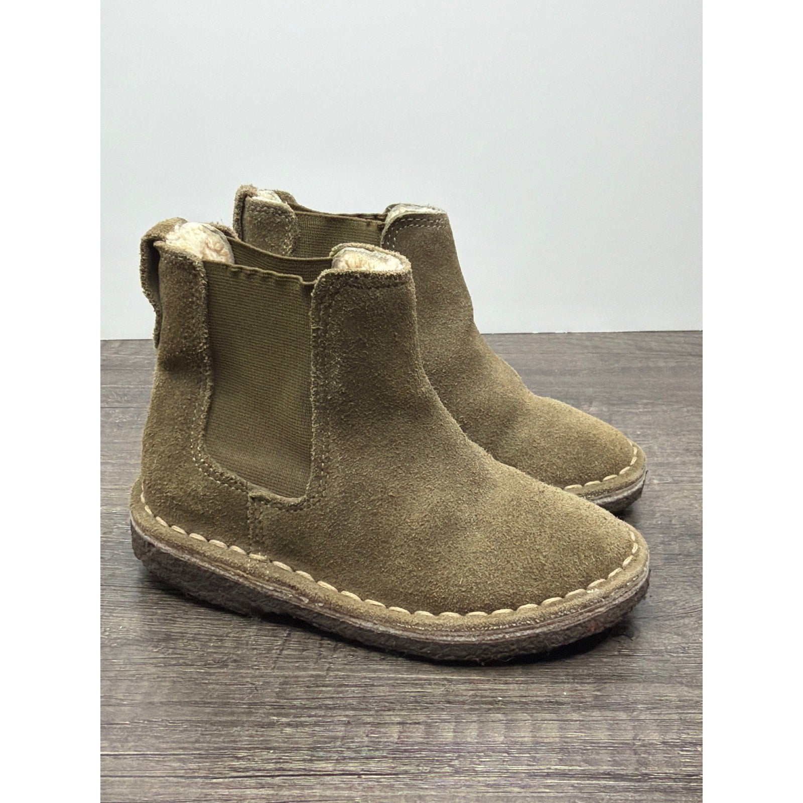 Crewcuts Boots Boys 9 Toddler Brown Suede Shearling Lined Earthy GUC0