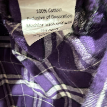 Flannel Shirt Women Small Purple Plaid Long Sleeve Fall Winter Grunge EUC2