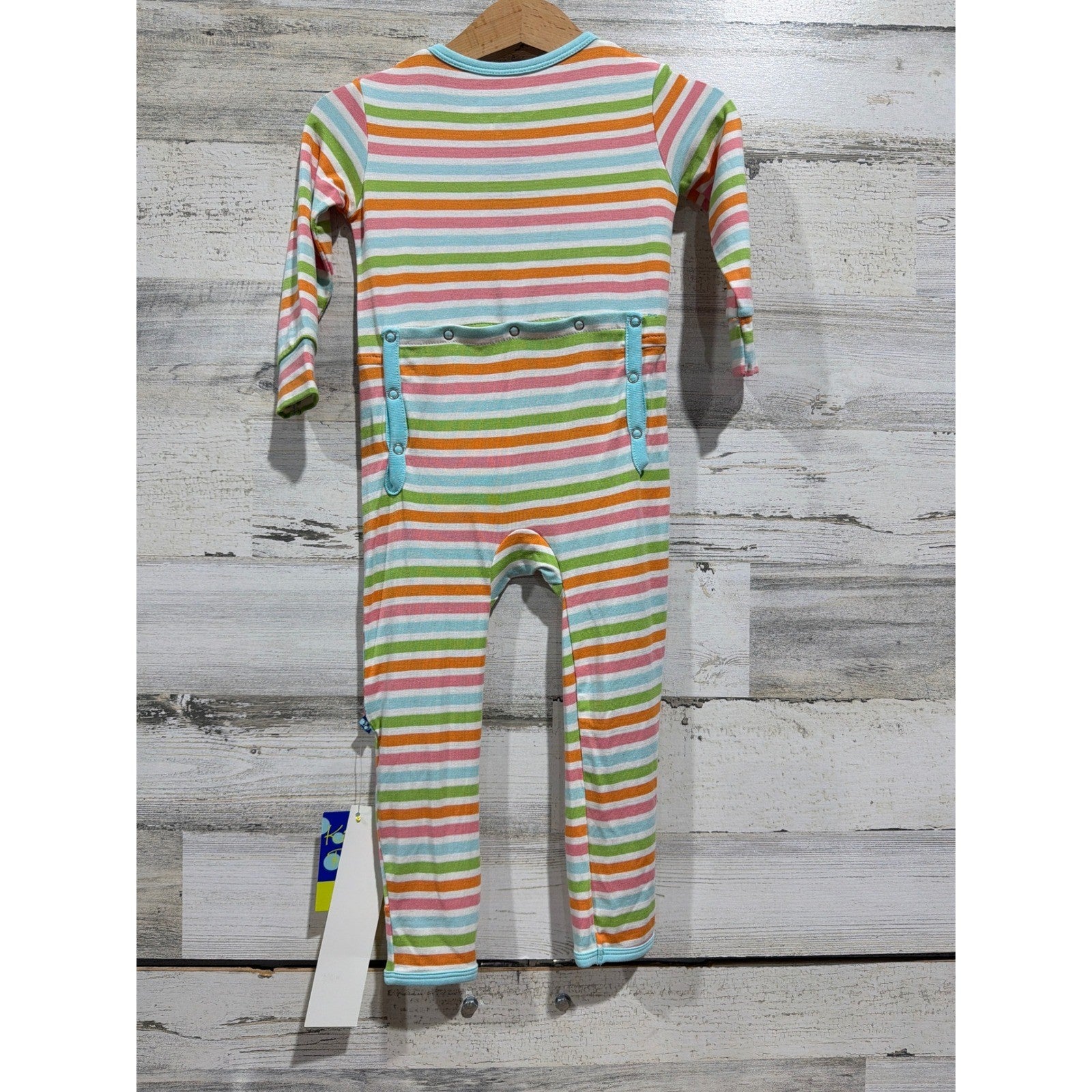 Kickee Pants Coverall Girls 18-24M Beach Day Stripe Bamboo Pajama NWT3