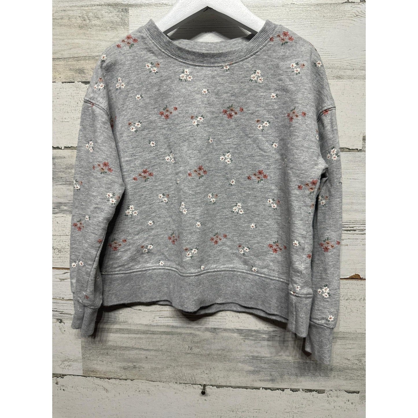Carter's Sweatshirt Girls Size 8 Gray Floral Print Long Sleeve Pullover EUC0