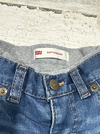 Levi's 514 Straight Jeans Kids 12M Blue Distressed Elastic Waist GUC1