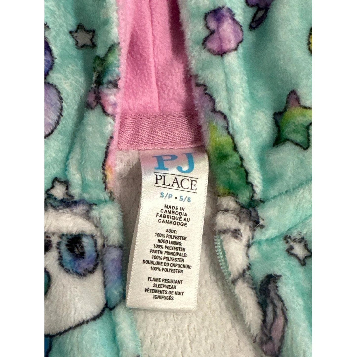 PJ Place Fleece Hooded One Piece Girls 5/6 Pink Blue Tie Dye Animals EUC Bundle5