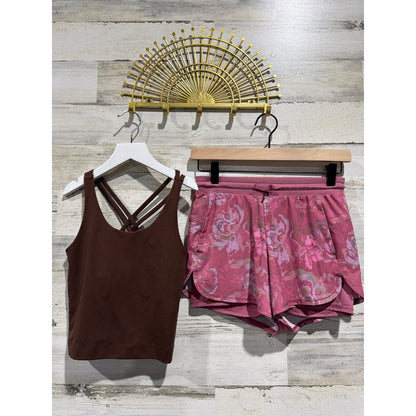 Gap All In Motion Outfit Girls 10 Brown Pink Floral Activewear Sporty EUC0