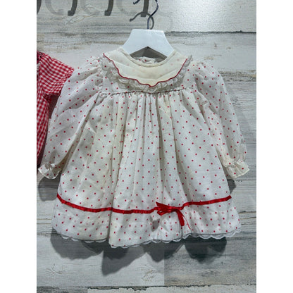 Vintage Bundle Peaches and Cream Western Shirt Dress Girls 12M Red White *Flawed2