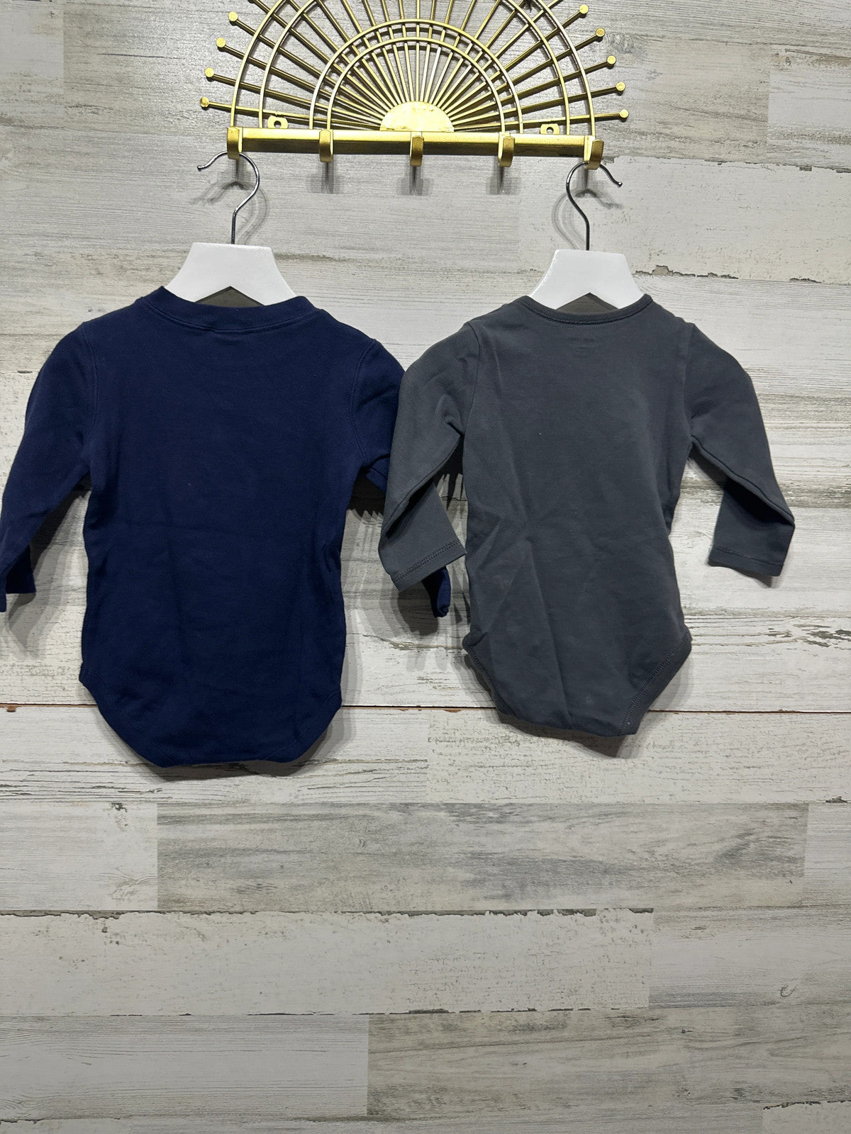 Gymboree Bodysuits Baby Boys 12-18m Navy Grey Plaid Tie Yay 2-Pack1