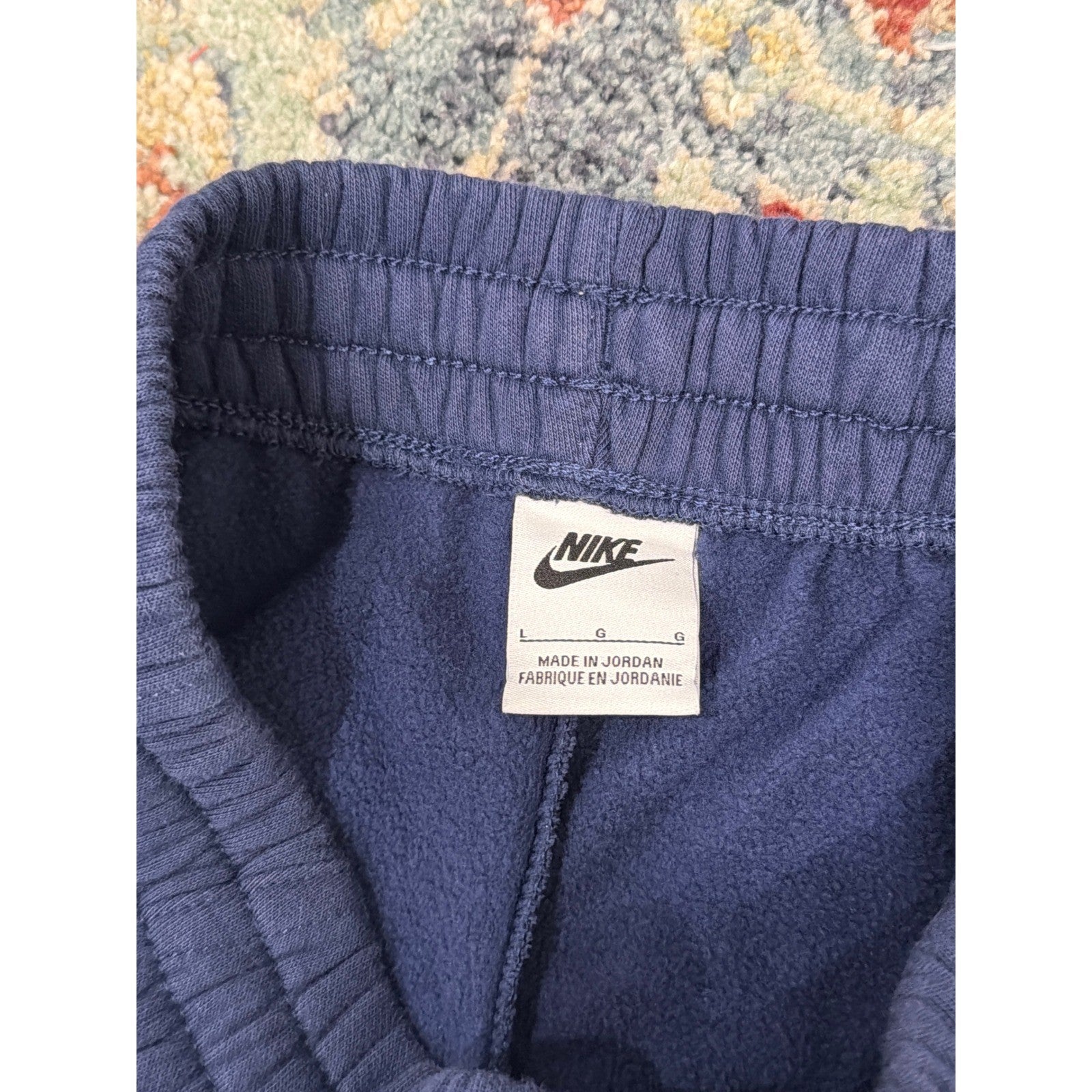 Nike Sweatpants Boys Large Navy Blue Fleece Joggers Sportswear *Flawed5