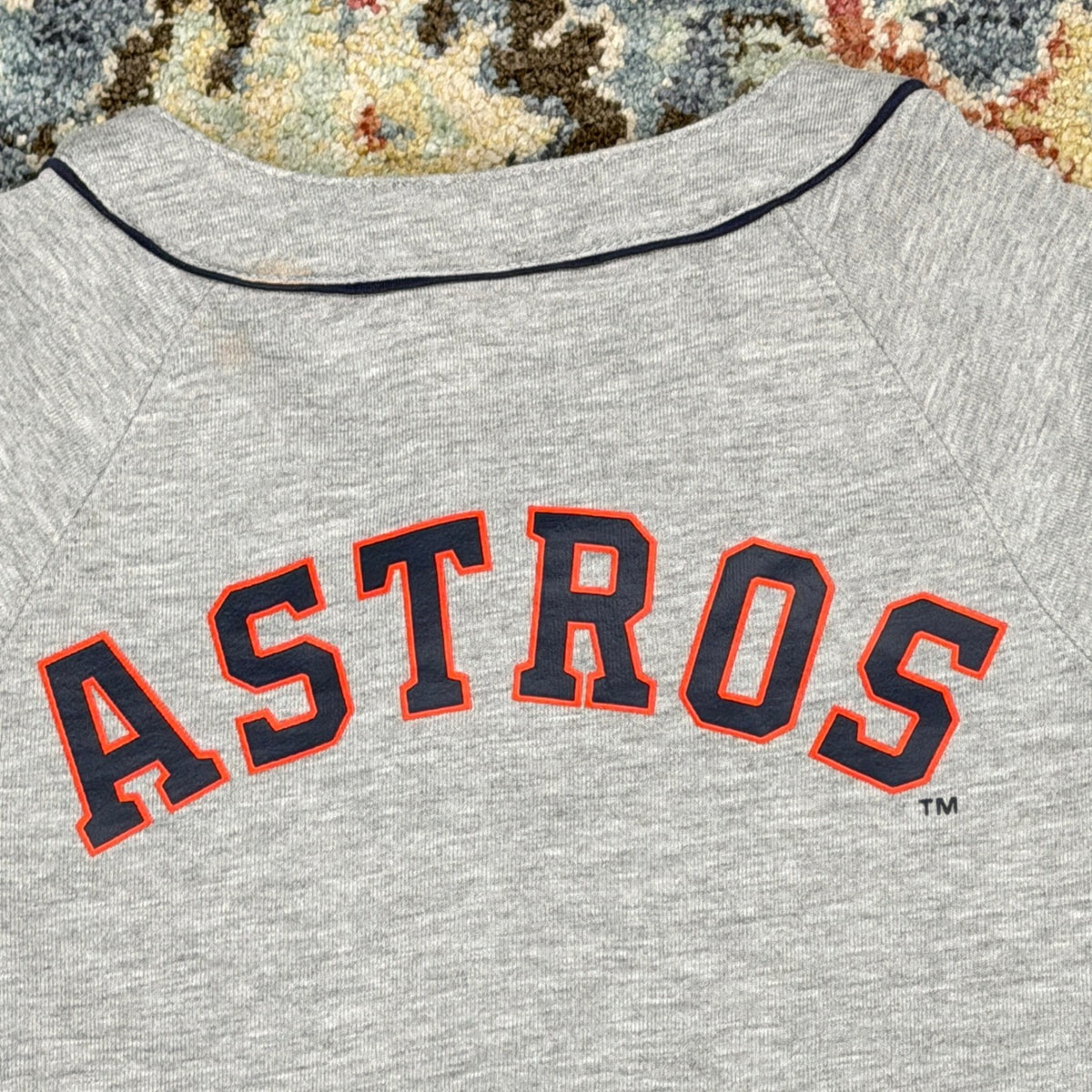 MLB Houston Astros Jersey Boys Youth Small 8 Gray Button Front Baseball EUC5