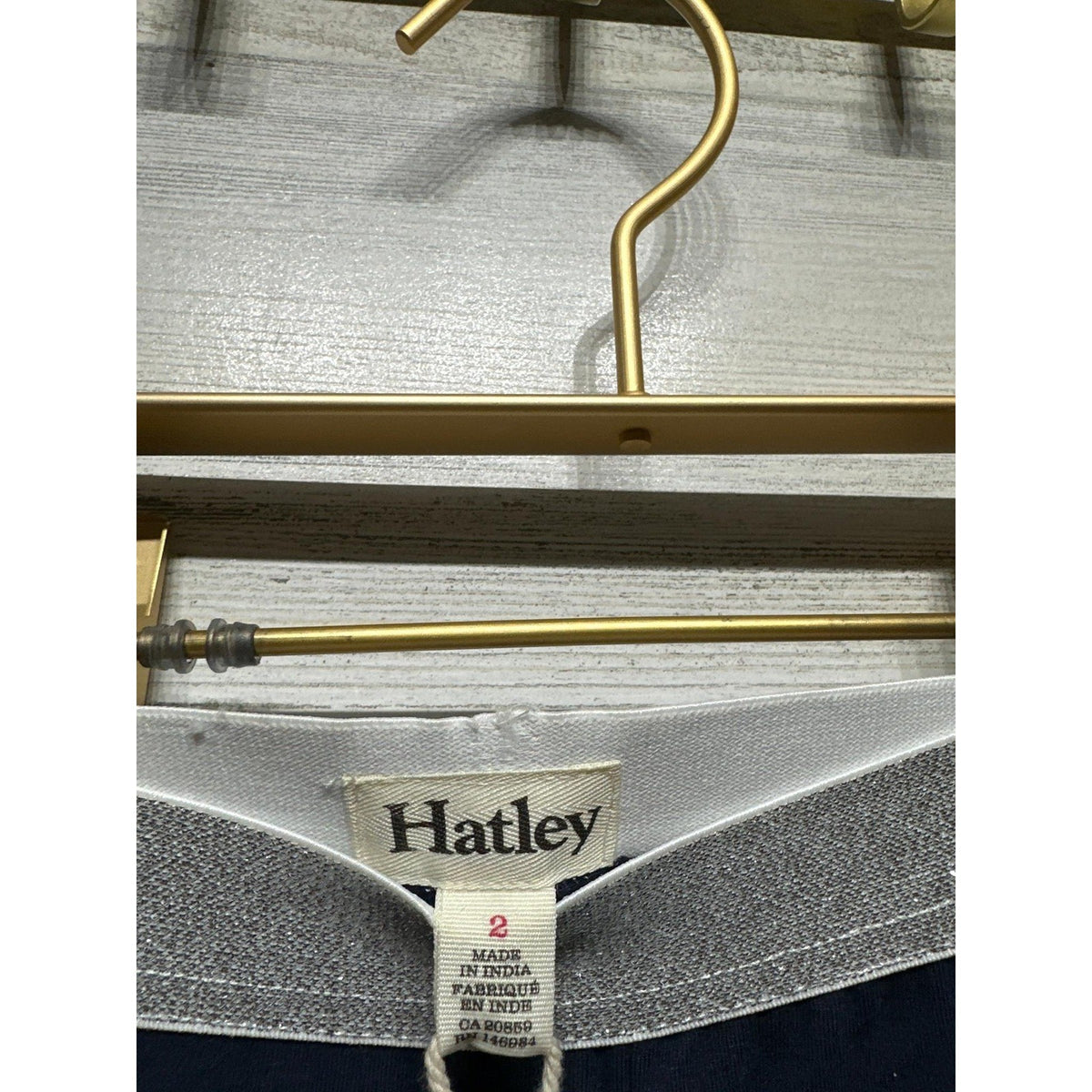 Hatley Leggings Girls Size 2 Navy Blue Glitter Waist Striped NWT1