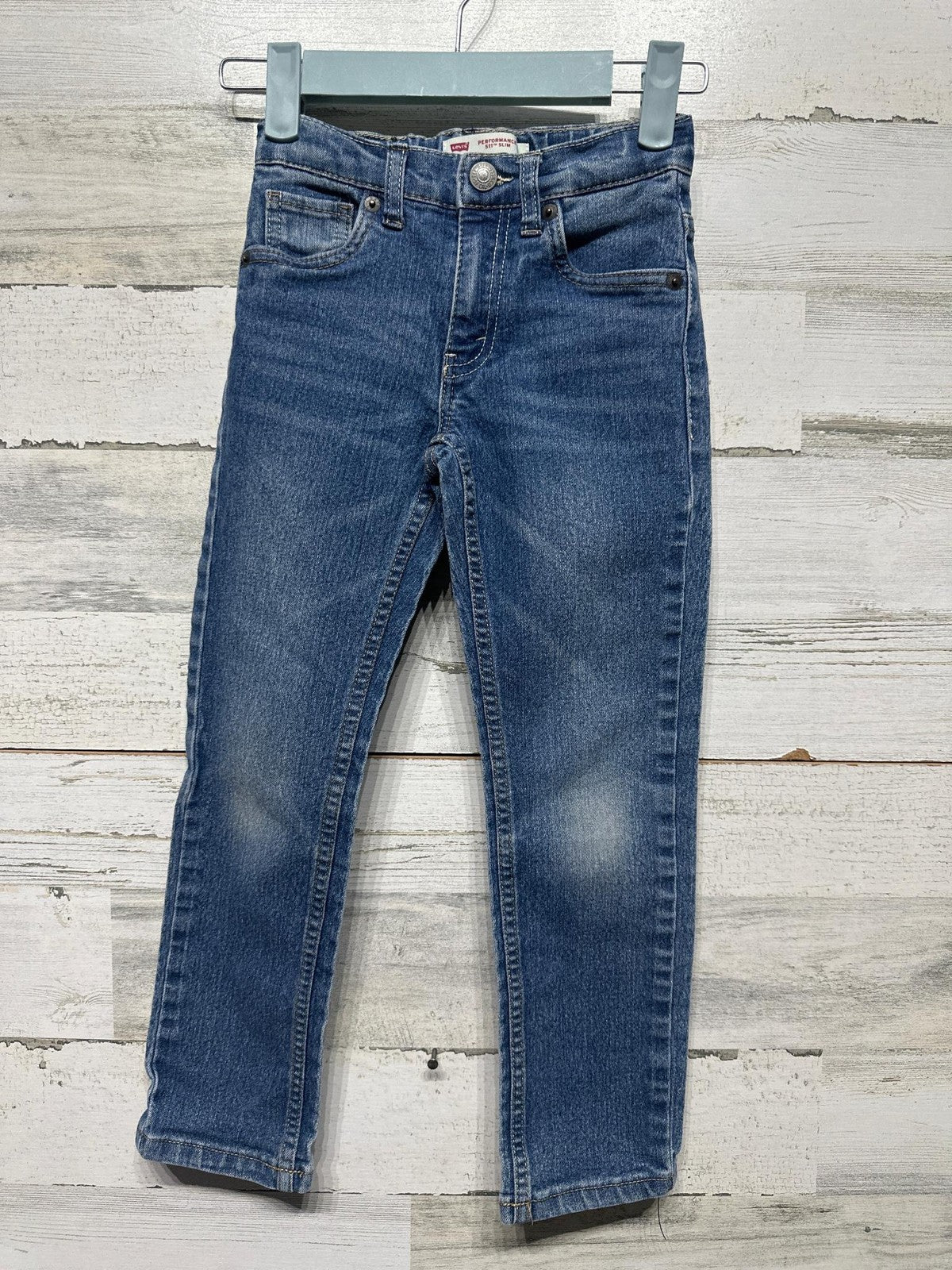 Levi's 511 Slim Jeans Boys 5 Blue Performance Denim Adjustable Waist GUC0