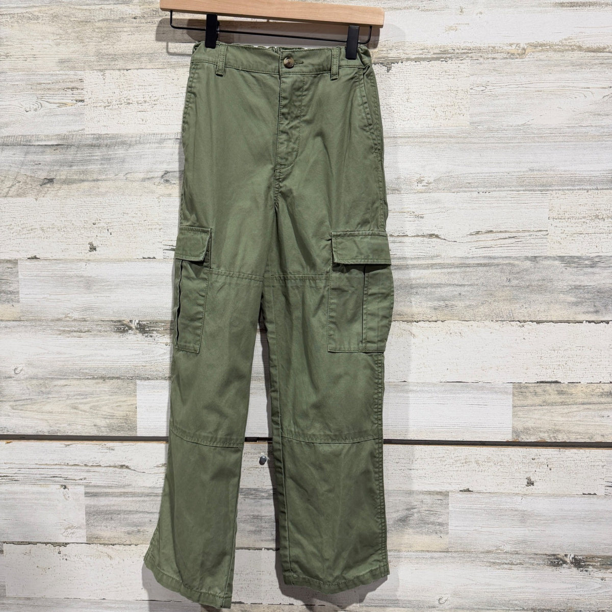 Old Navy Cargo Pants Boys 12 Slim Green Baggy Utility EUC0