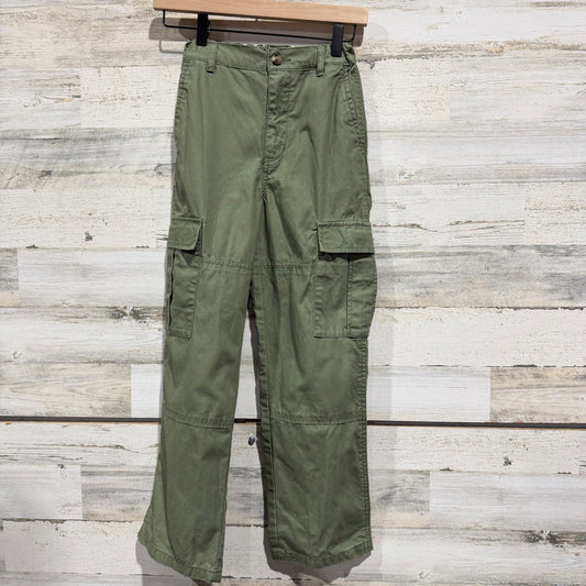 Old Navy Cargo Pants Boys 12 Slim Green Baggy Utility EUC0