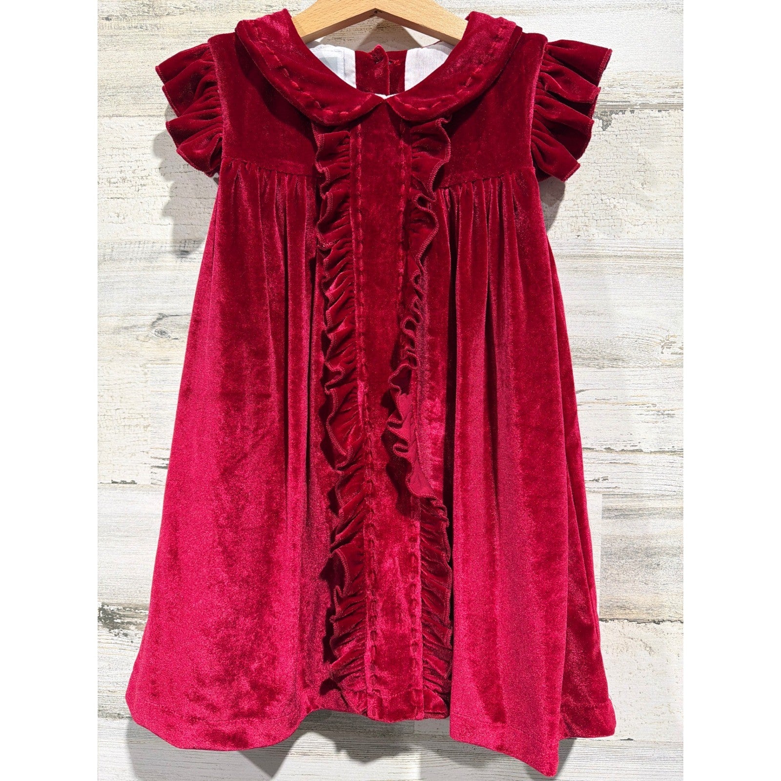 Lil Cactus Velvet Dress Girls 3T Ruffle Trim Holiday Christmas Classic EUC0
