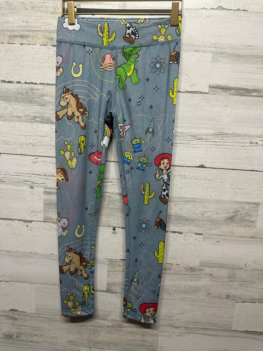 Disney Leggings Girls 9/10 Blue Toy Story Jessie Rex All Over Print EUC0