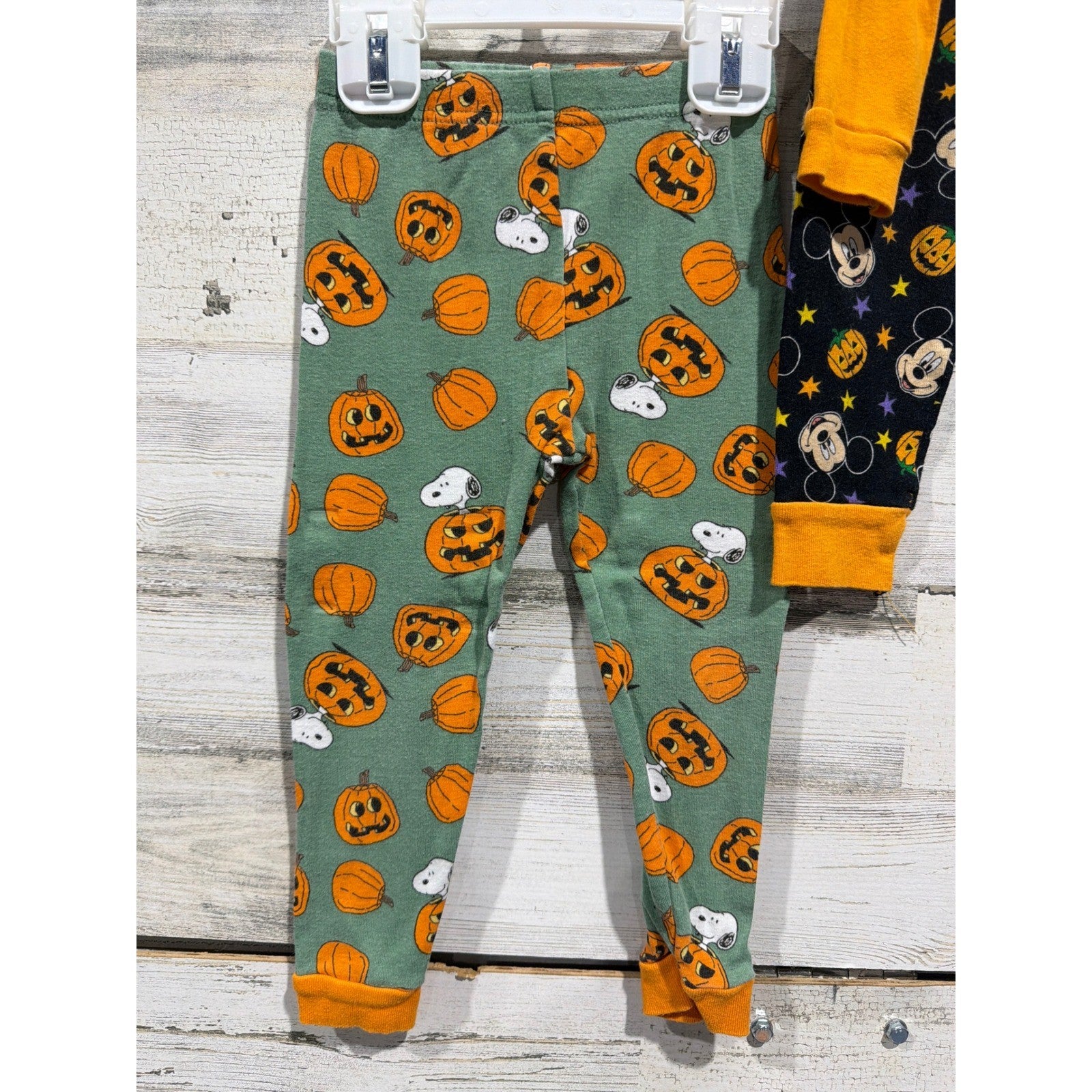 Disney Peanuts Halloween Cotton Pajamas Kids 3T Snoopy Mickey Mouse Bundle2