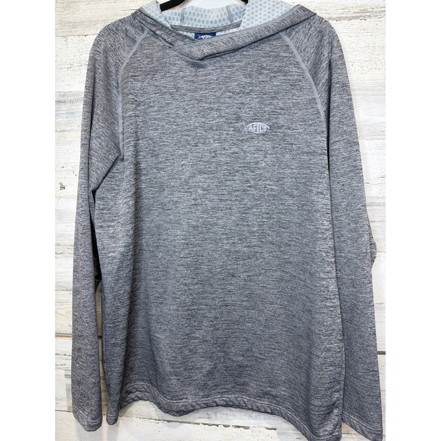 AFTCO Samurai Sun Protection Hoodie Men Large Gray Performance Fishing EUC0