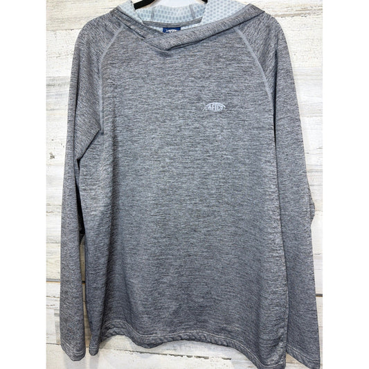 AFTCO Samurai Sun Protection Hoodie Men Large Gray Performance Fishing EUC0