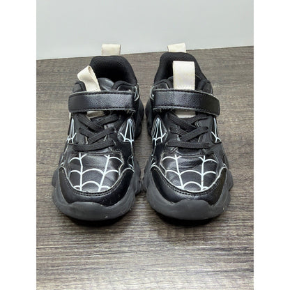 Spider Web Sneakers Toddler Boy Fit Like Size 10.5 Black Graphic Streetwear EUC1